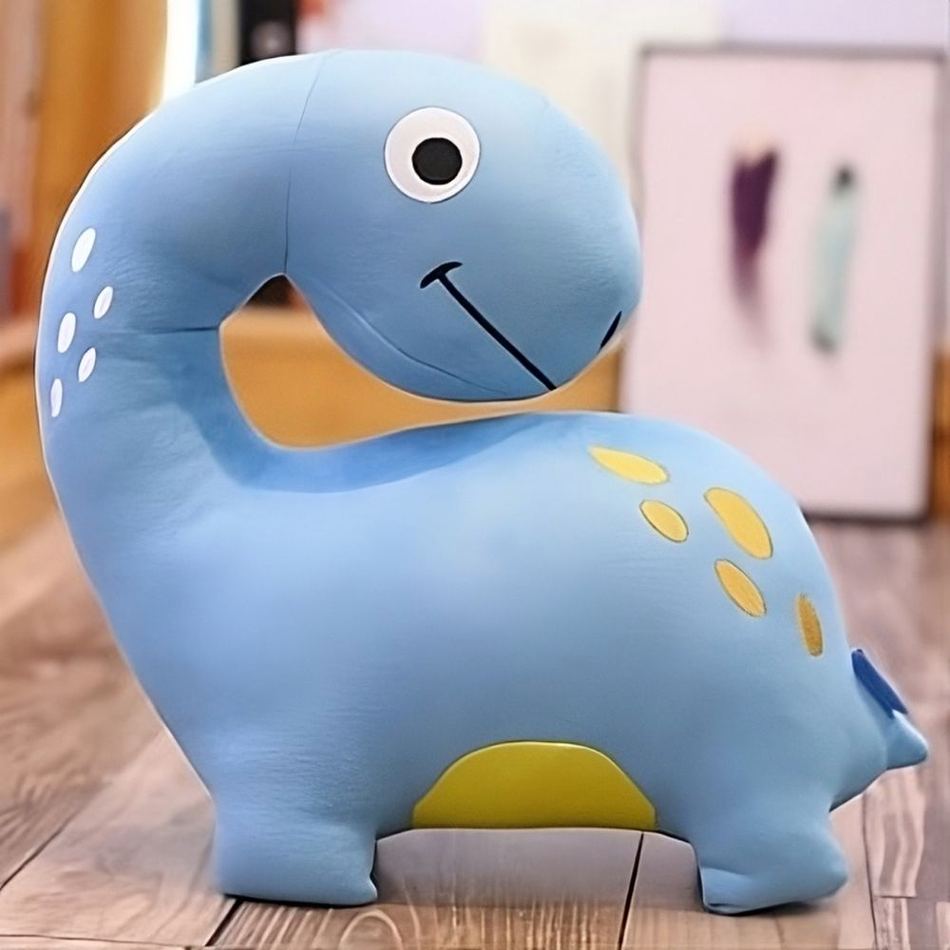 Peluche dinosaure bleu rigolo doux enfant cadeau