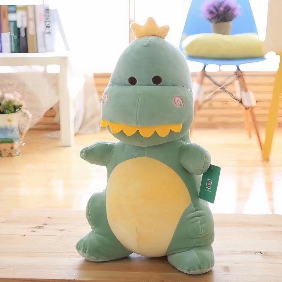 Peluche dinosaure rigolo vert doux enfant câlin