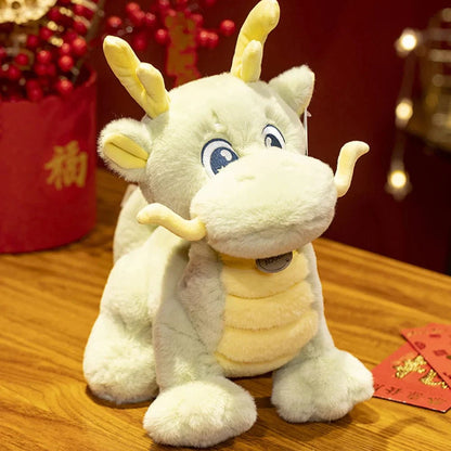 Peluche dragon chinois à cornes vert