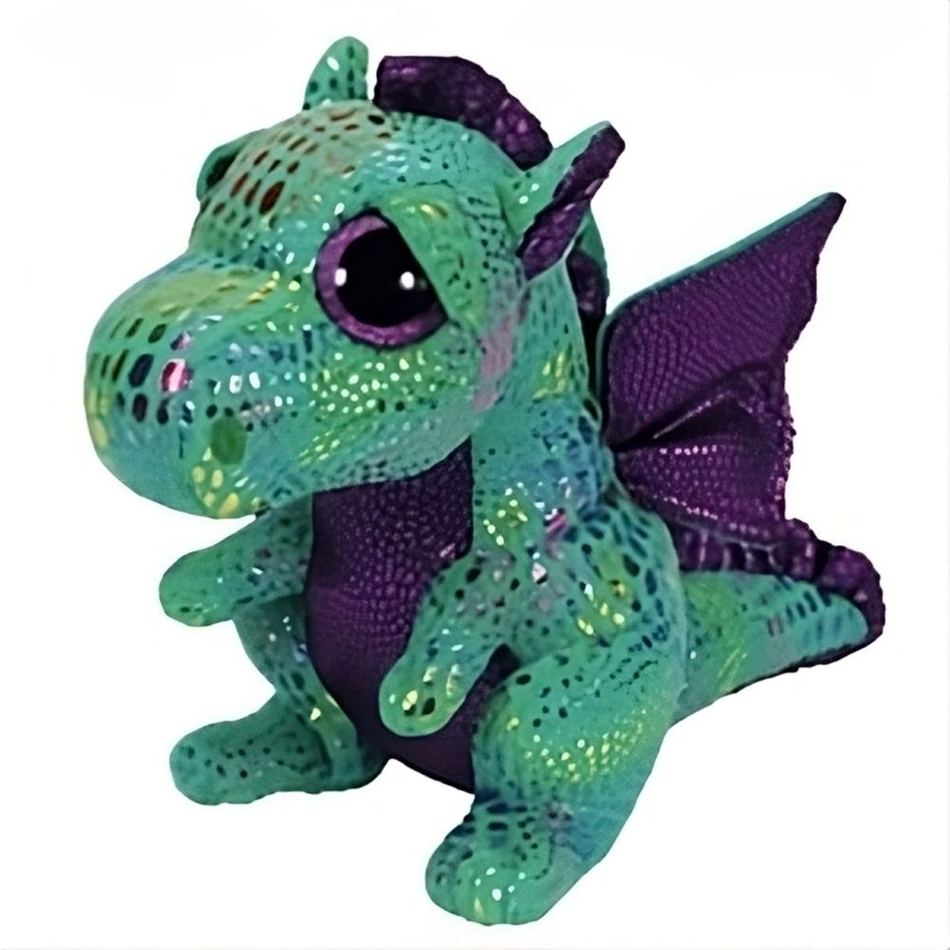 Peluche dragon vert violet doux enfant aventure fantasy