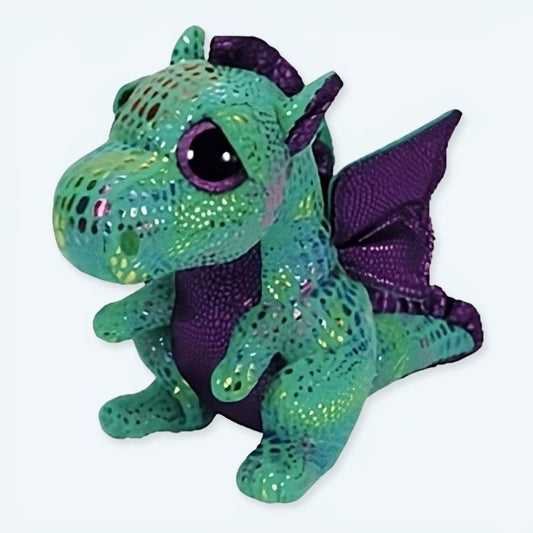 Peluche dragon vert violet doux enfant aventure fantasy
