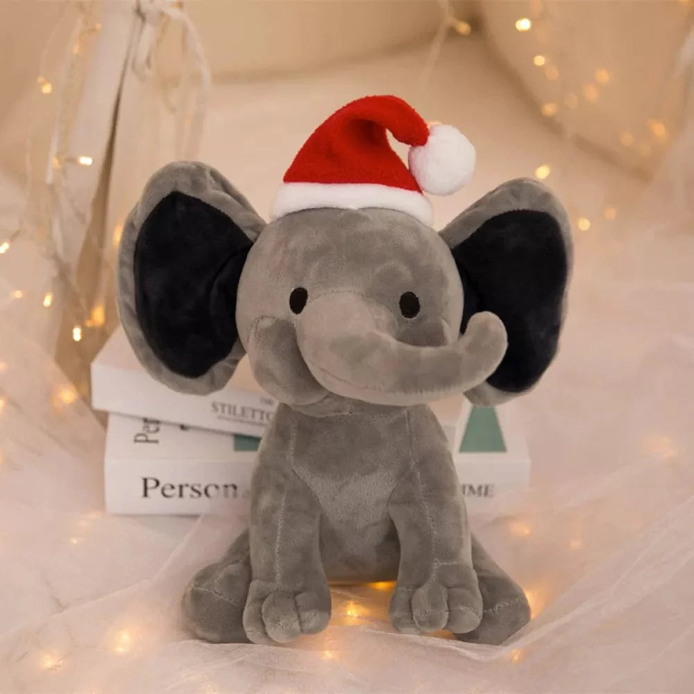 Peluche éléphant de noël avec sa trompe tordue