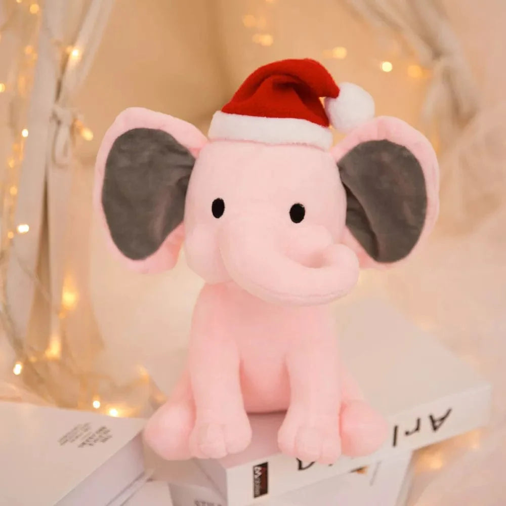 Peluche éléphant de noël avec sa trompe tordue