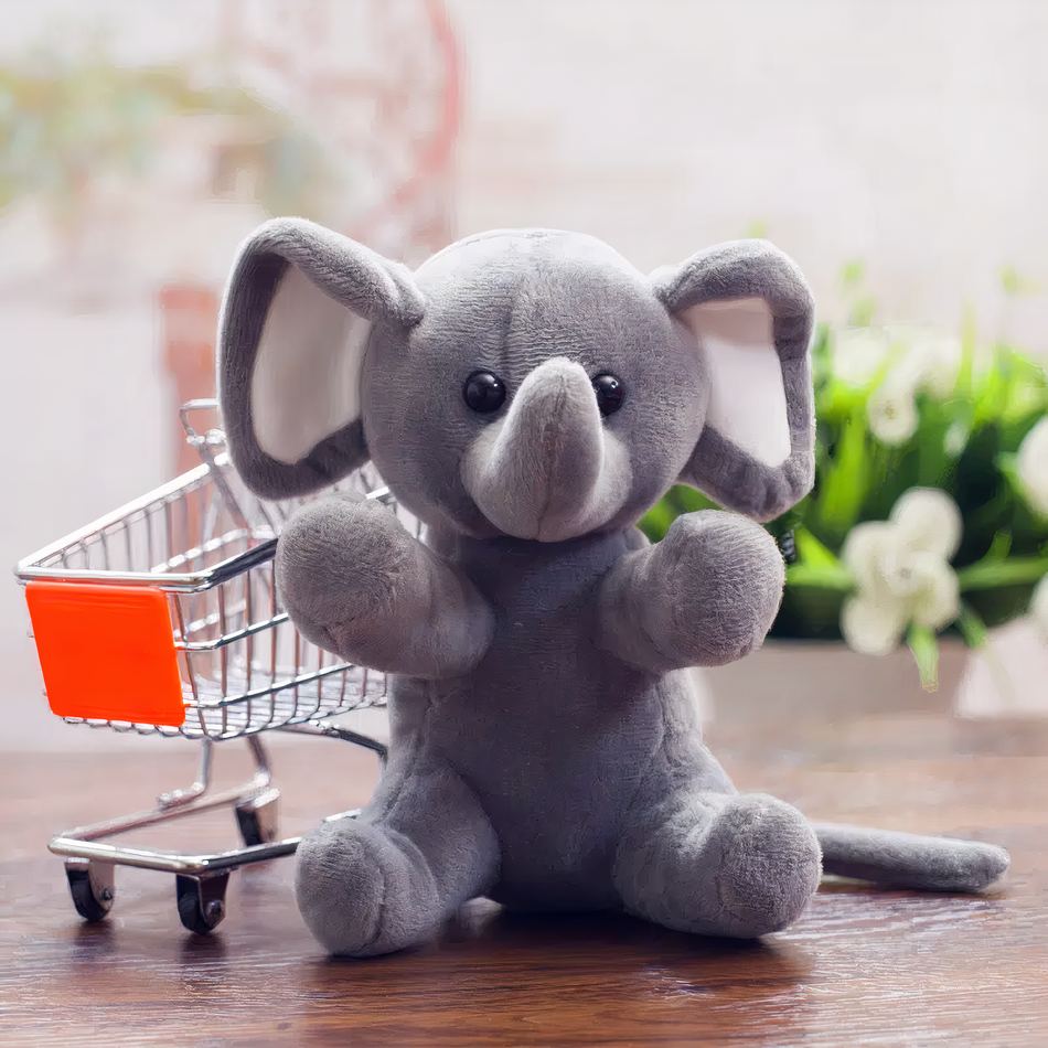 Peluche éléphant gris doux enfant câlin jungle