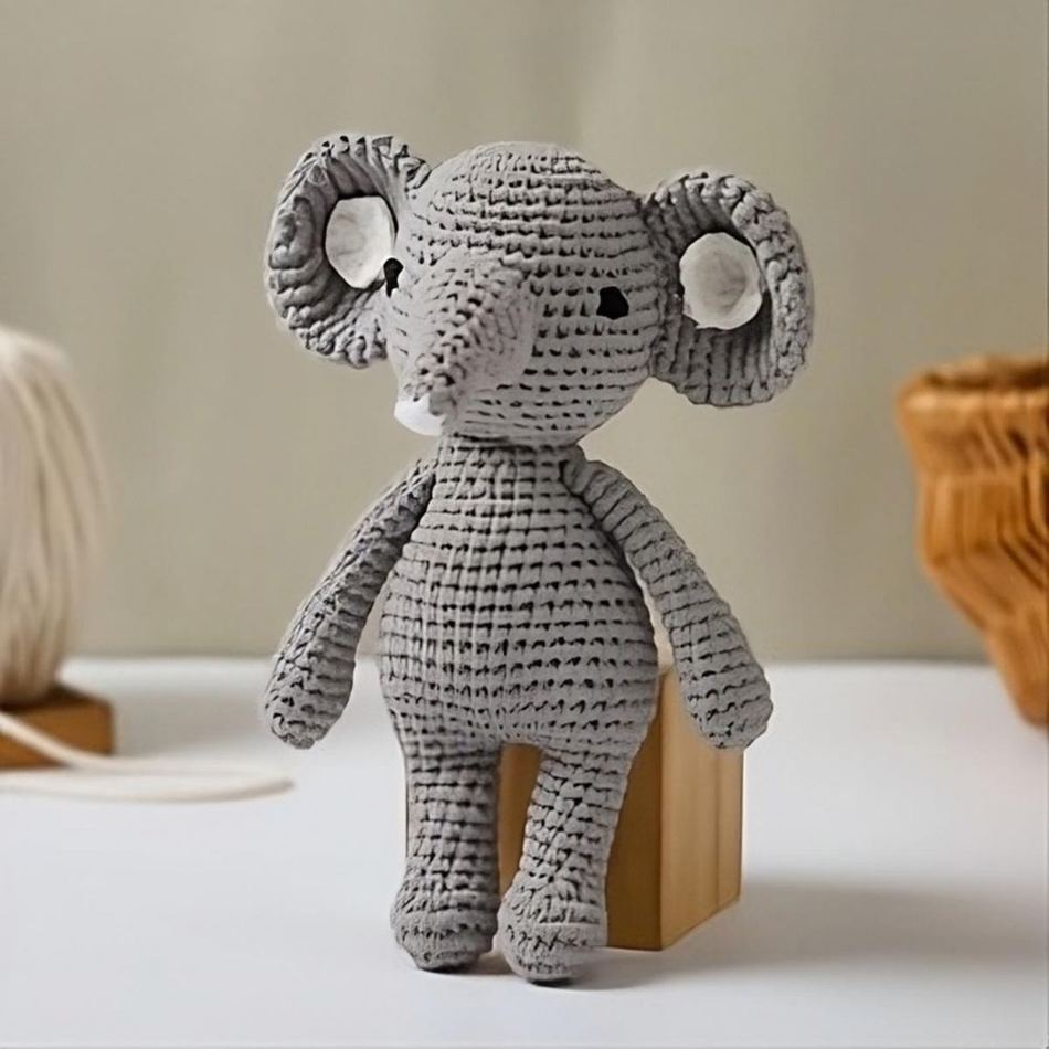 Peluche éléphant hochet tricot doux enfant jeux