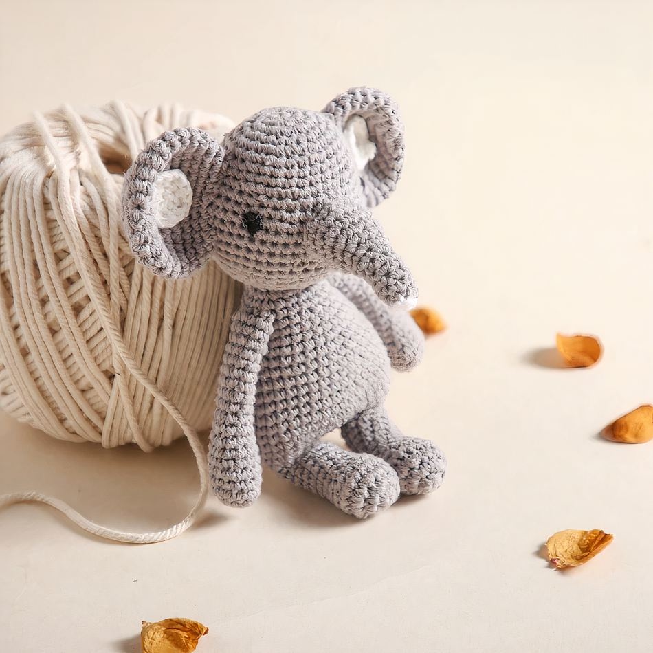 Peluche éléphant hochet tricot doux enfant jeux