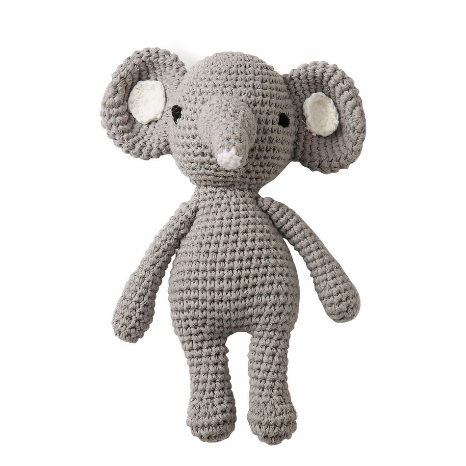 Peluche éléphant hochet tricot doux enfant jeux