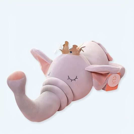 Peluche éléphant roi couronné doux pour enfant rêver