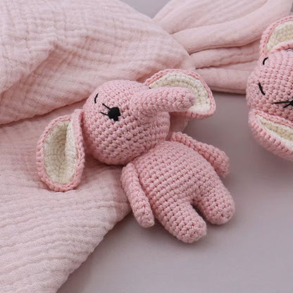 Peluche éléphant rose crochet doux enfant câlin