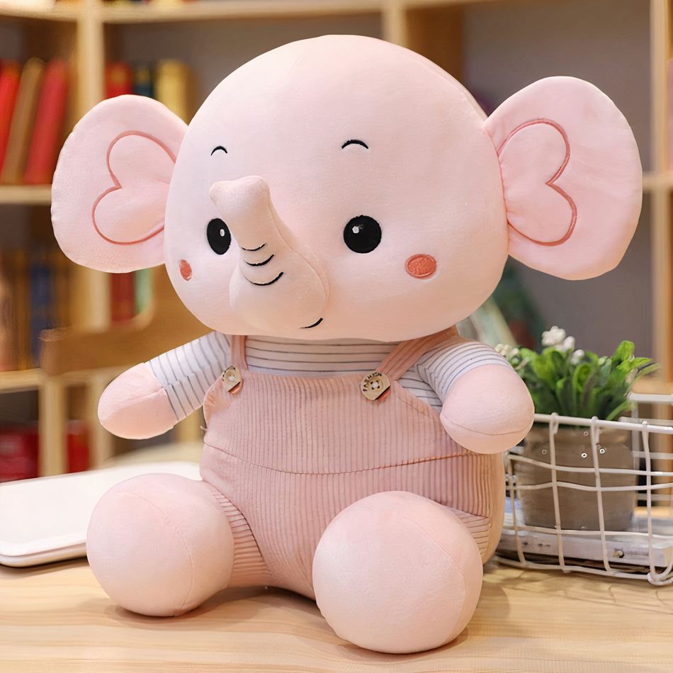 Peluche éléphant salopette colorée douce enfant cadeau