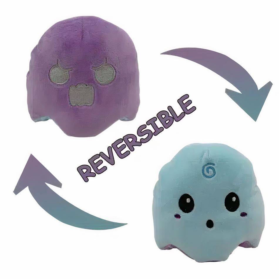 Peluche fantôme réversible violet bleu lumineuse doux