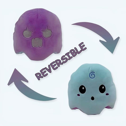 Peluche fantôme réversible violet bleu lumineuse doux