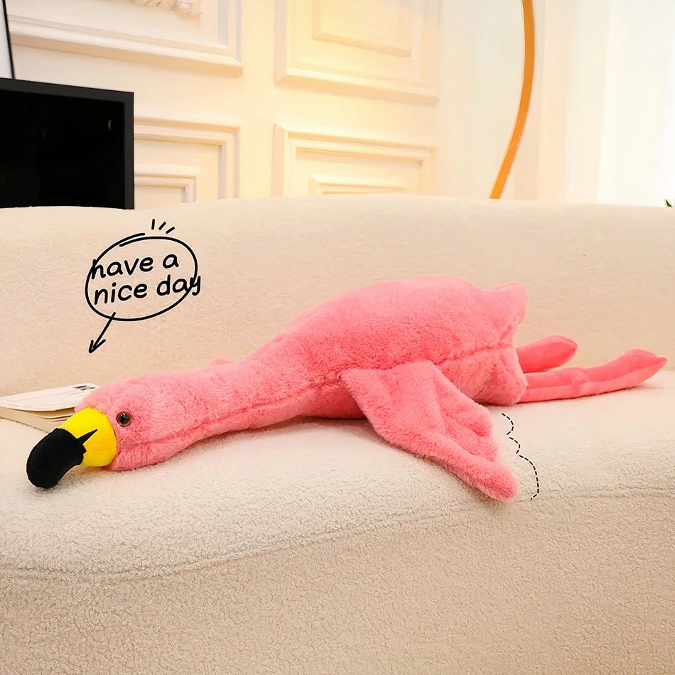 Peluche flamant rose blanc géant doux déco chambre