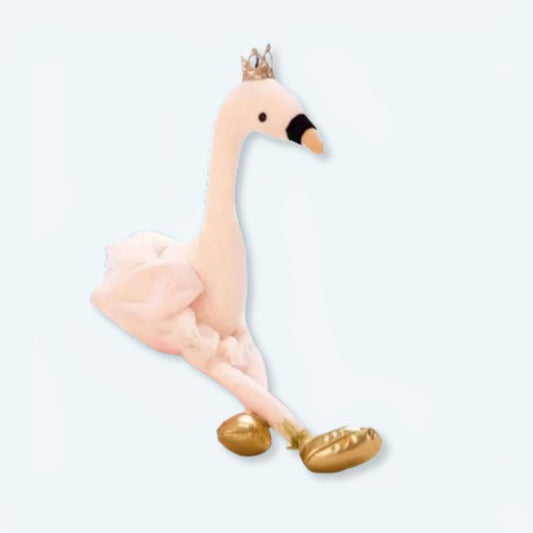 Peluche flamant rose blanche douce élégante déco chambre