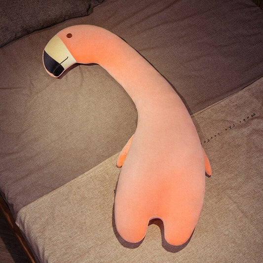 Peluche géante flamand rose au long cou