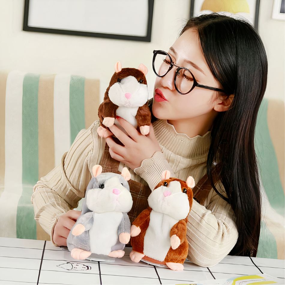 Peluche Hamster chocolat adorable interactif enfant doux