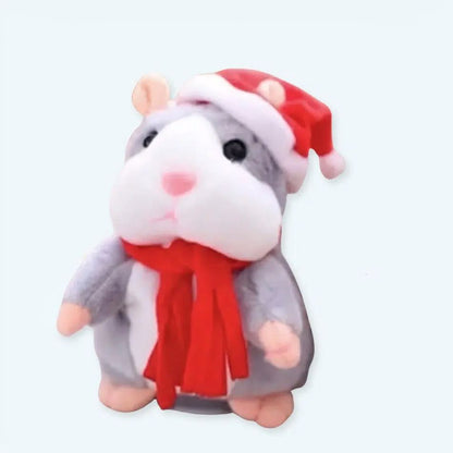Peluche hamster gris Noël doux interactif câlin hiver