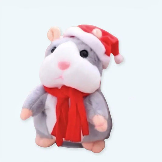 Peluche hamster gris Noël doux interactif câlin hiver