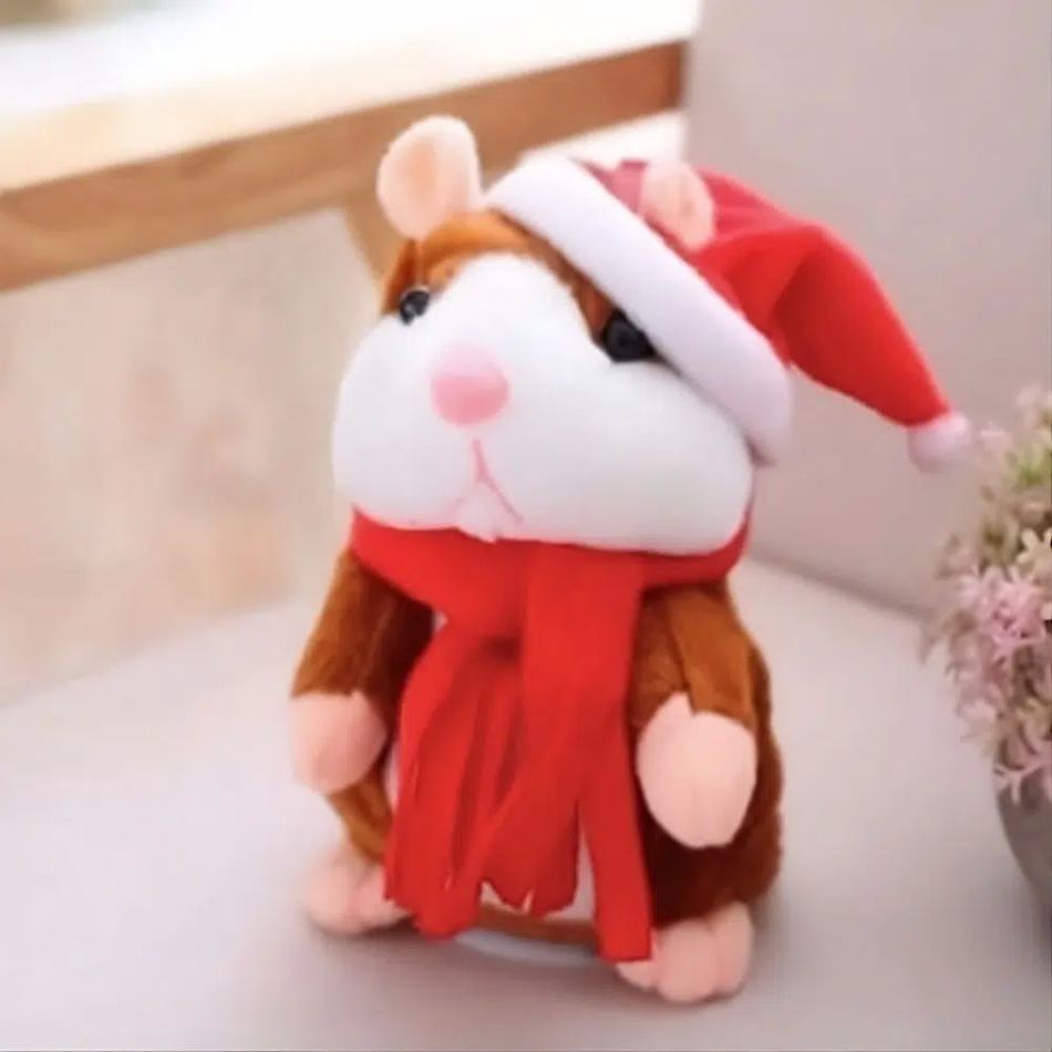 Peluche Hamster Noël parlant doux festif câlin enfant