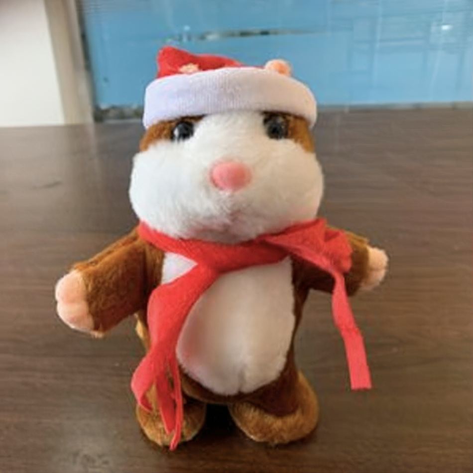 Peluche Hamster Noël parlant doux festif câlin enfant