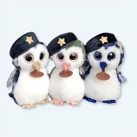 Peluche hibou militaire vert douce et réconfortante
