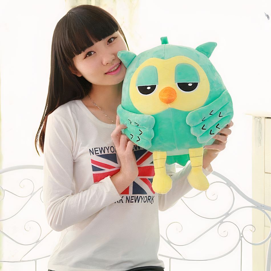 Peluche hibou vert doux et câlin pour décoration chambre