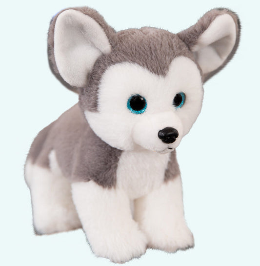 Peluche husky gris doux compagnon enfant hiver chaleureux