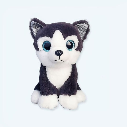 Peluche husky noir doux hiver compagnon enfant