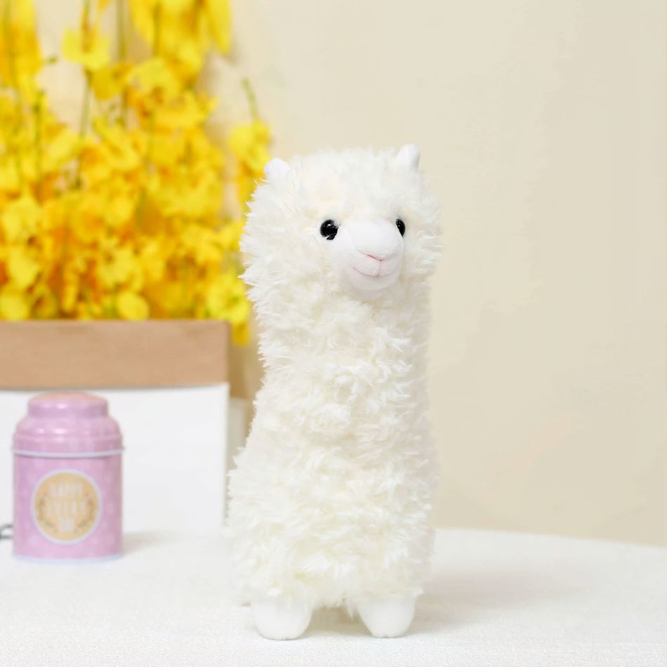 Peluche lama alpaga blanc doux câlin enfant chambre