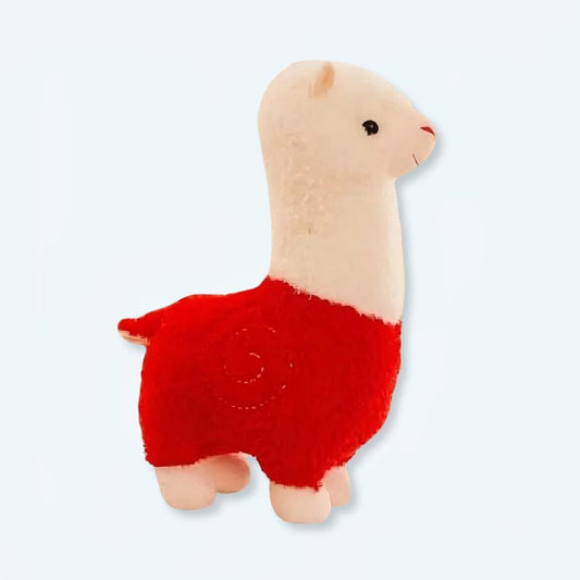 Peluche lama alpaga rouge doux animal câlin déco
