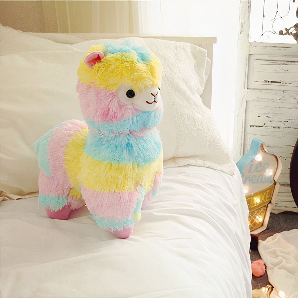 Peluche lama multicolore doux enfant chambre déco