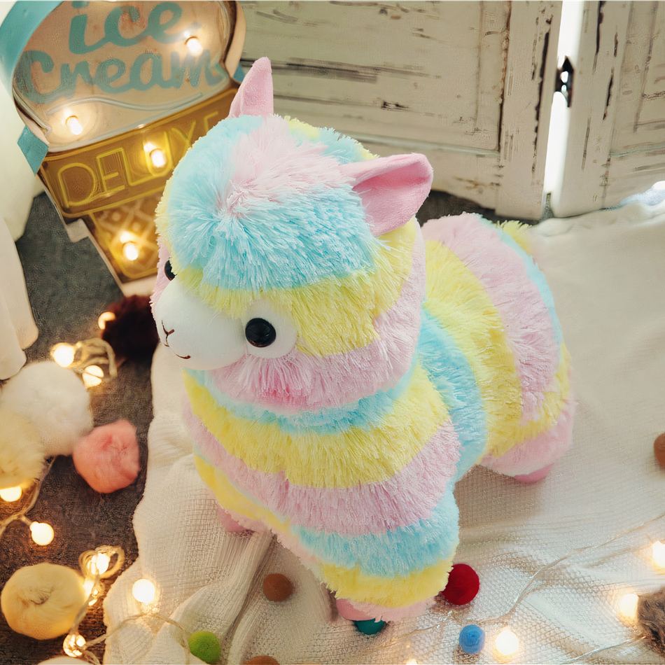 Peluche lama multicolore doux enfant chambre déco