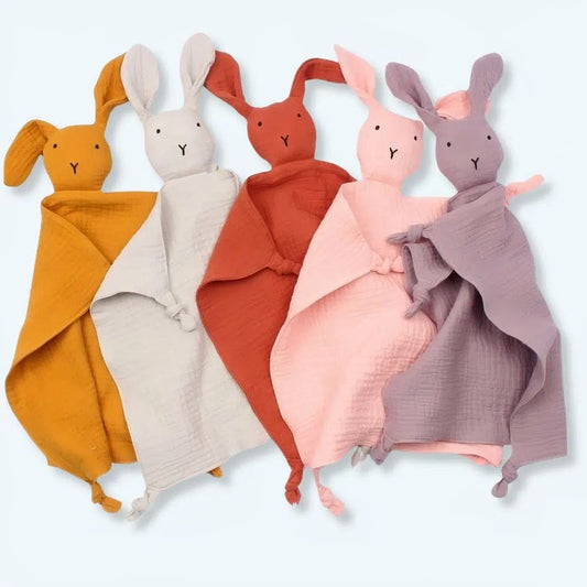 Peluche lapin câlin coton mousseline doux enfant