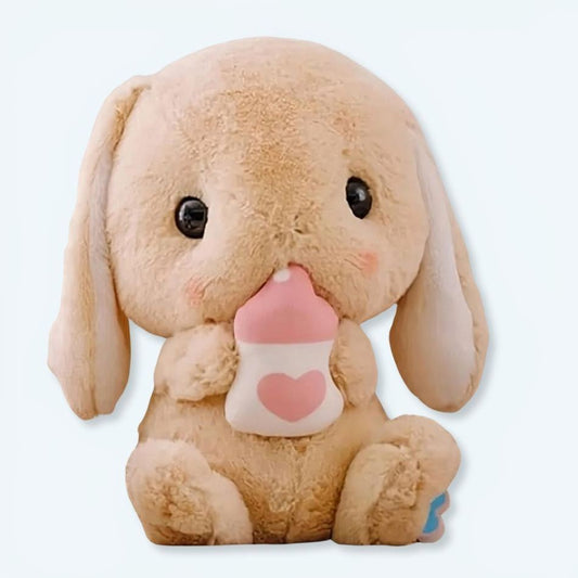 Peluche lapin doux avec biberon câlin enfant