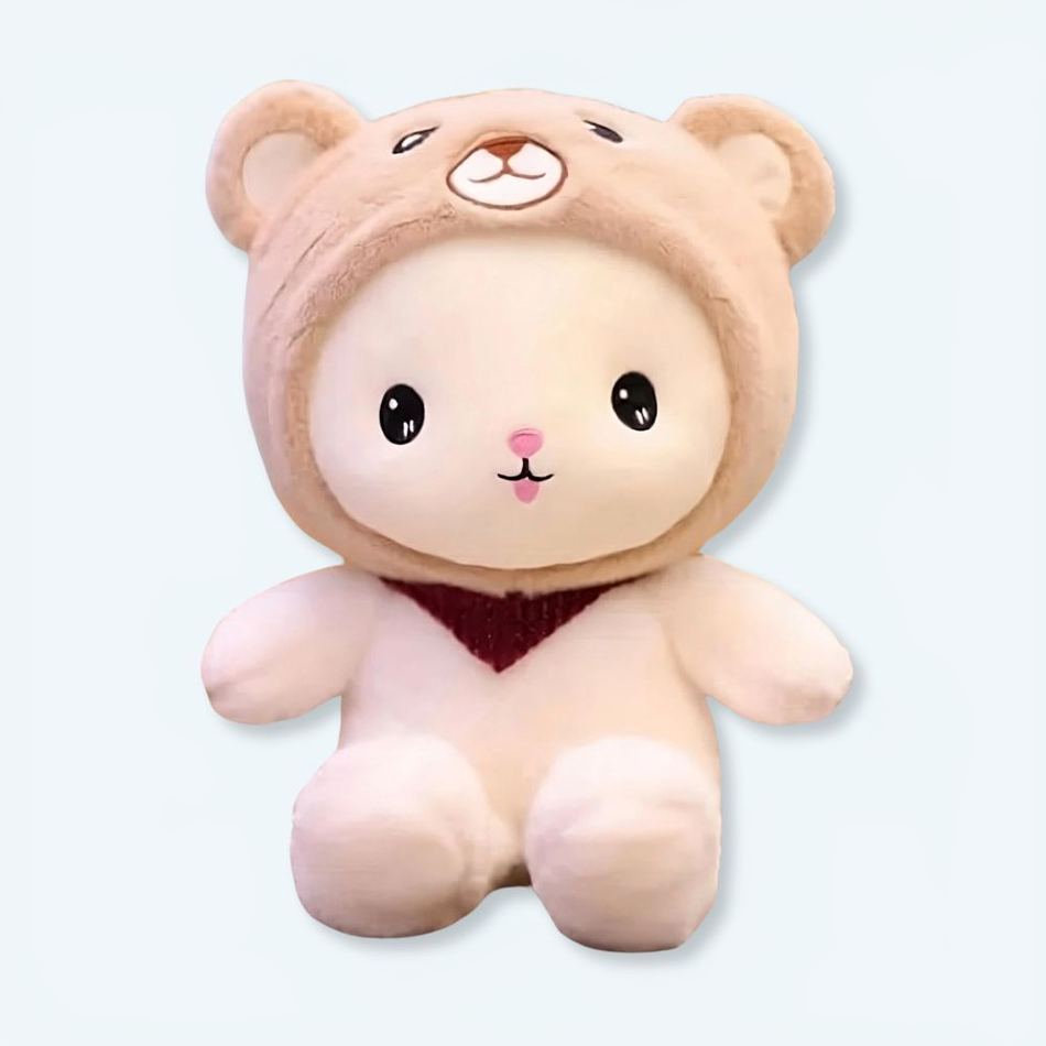 Peluche lapin doux bonnet ours enfant câlin chaleureux