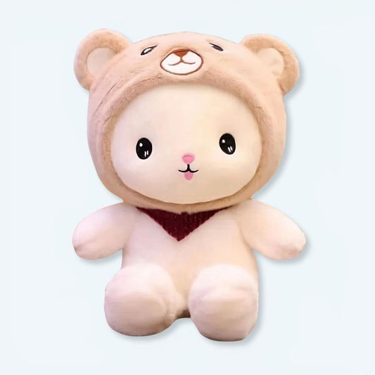 Peluche lapin doux bonnet ours enfant câlin chaleureux