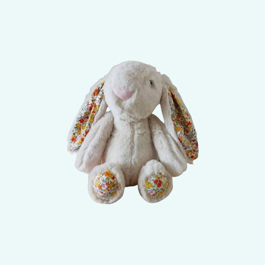 Peluche lapin doux oreilles fleuries printemps enfant