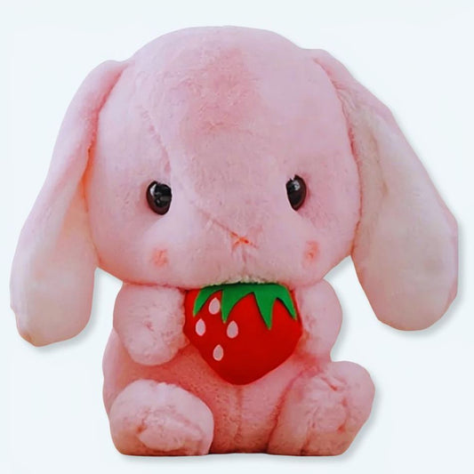 Peluche lapin fraise douce câline enfant colorée