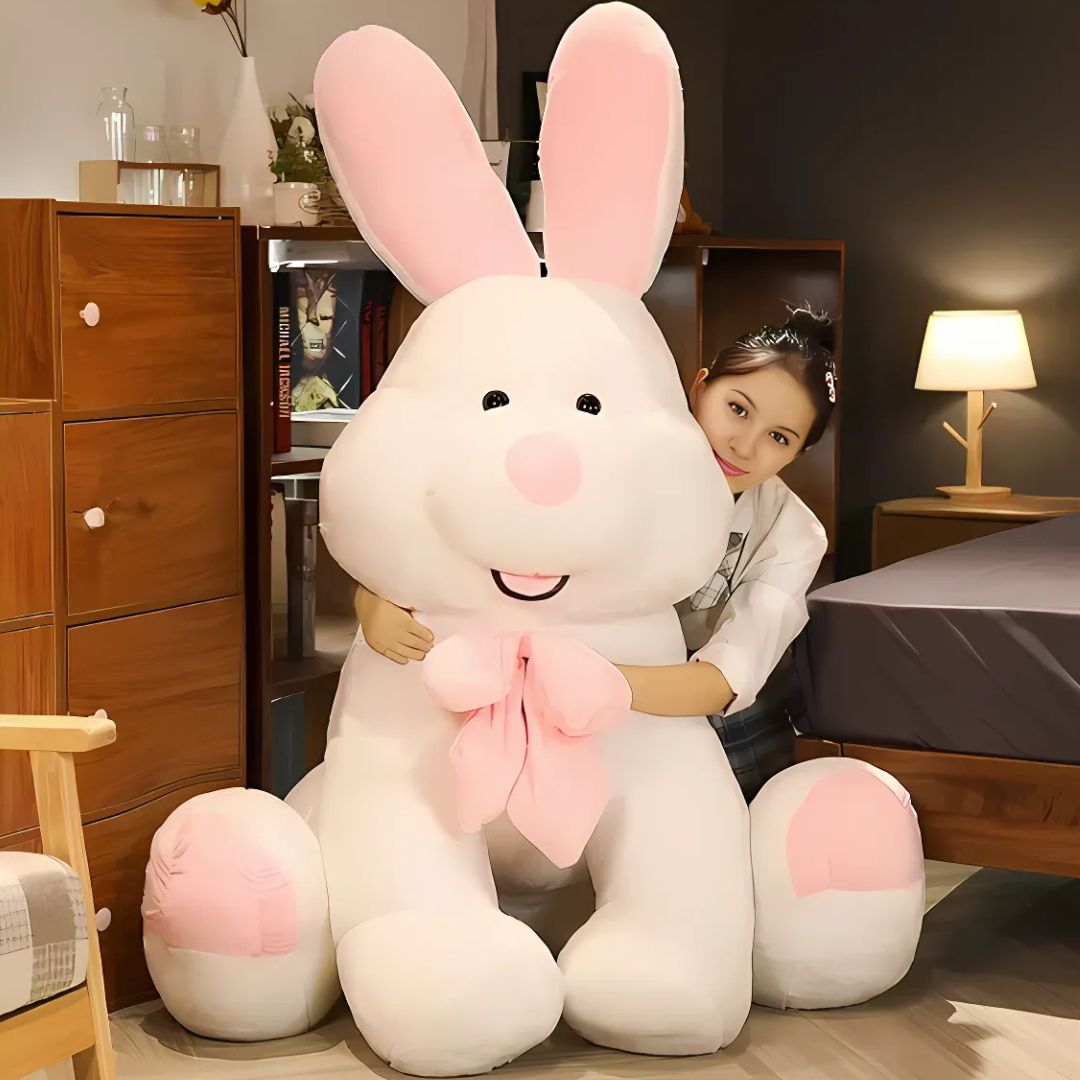 Peluche lapin géant blanc doux câlin enfant chambre