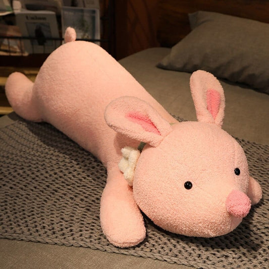 Peluche lapin géant tout rose