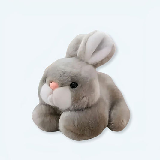 Peluche lapin gris doux câlin enfant univers apaisant