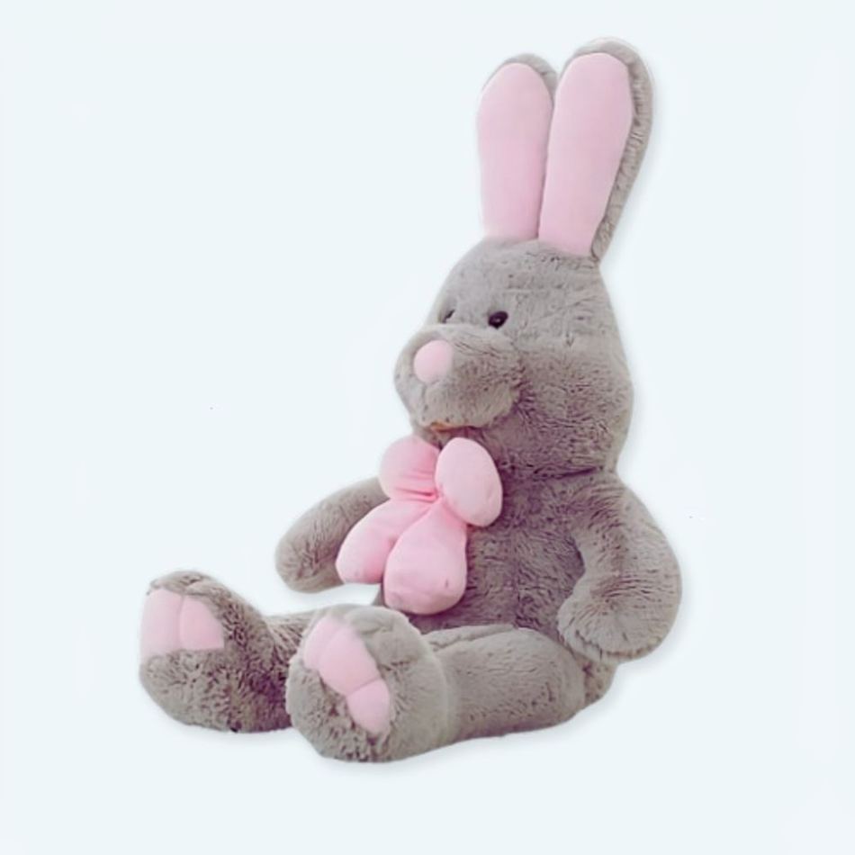 Peluche lapin gris géante douce câline univers enfant