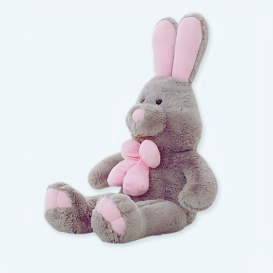 Peluche lapin gris géante douce câline univers enfant