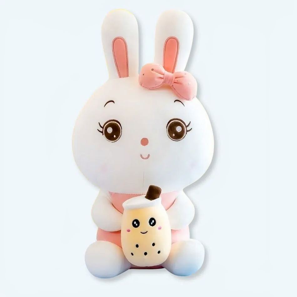 Peluche lapin kawaii bubble tea doux enfant câlin