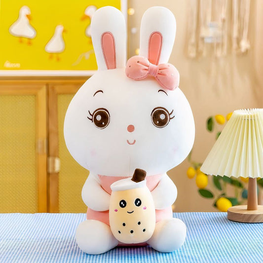 Peluche lapin kawaii bubble tea doux enfant câlin
