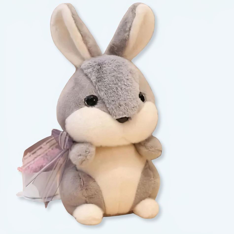 Peluche lapin lièvre gris doux câlin enfant