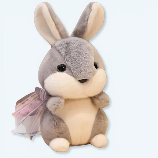 Peluche lapin lièvre gris doux câlin enfant