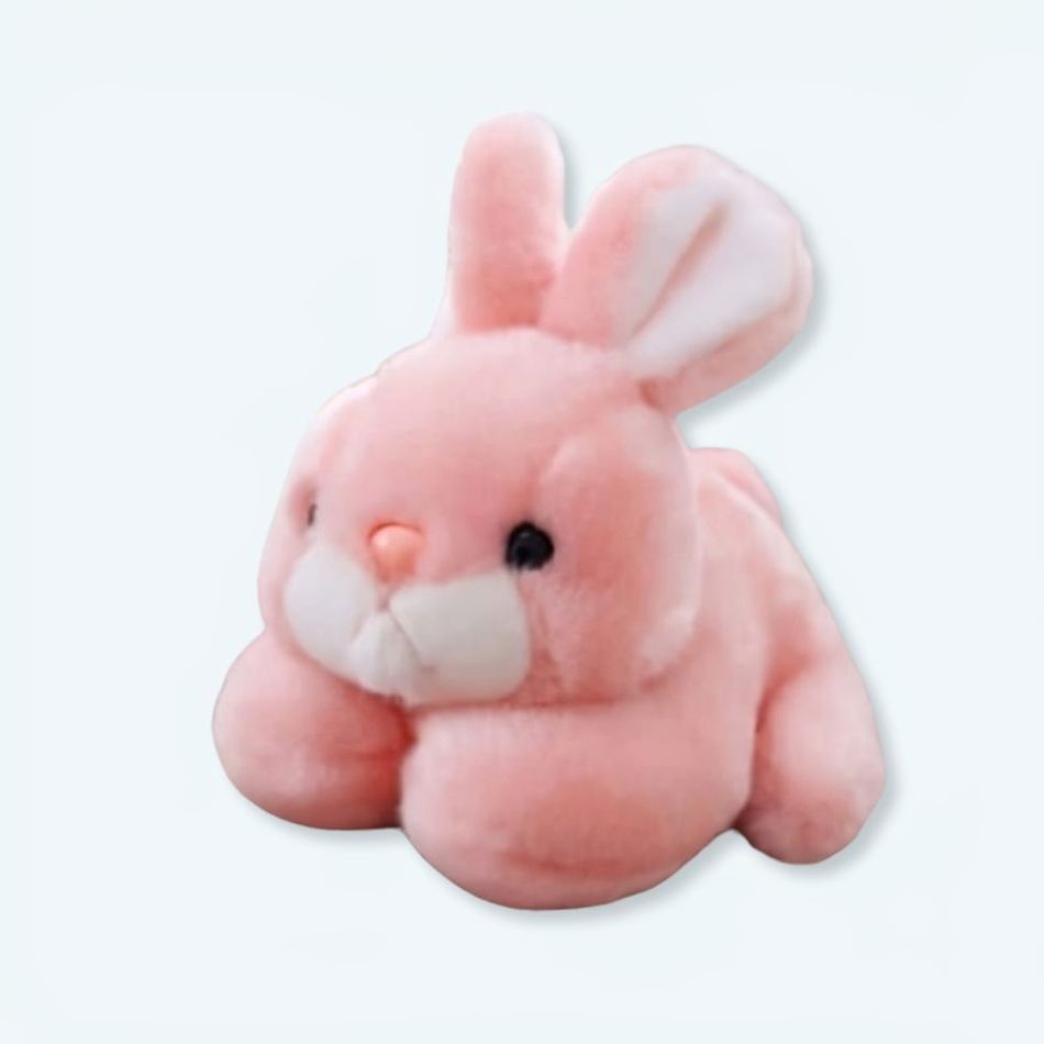 Peluche lapin rose câlin enfant doux pelage chaleureux