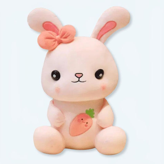 Peluche lapin rose câlin enfant doux pelucheux