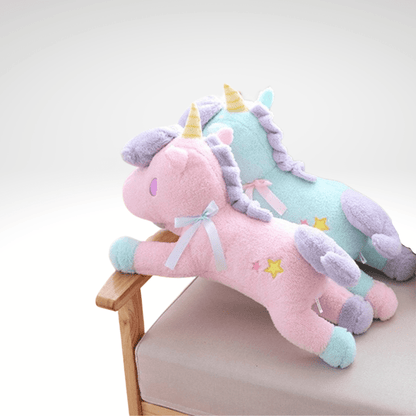 Peluche licorne bonbon bleu et rose